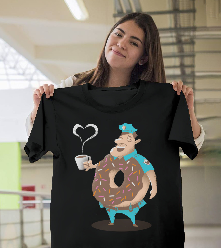 Do Not Cup Coffee Donut Police Officer with Sprinkles T-Shirt