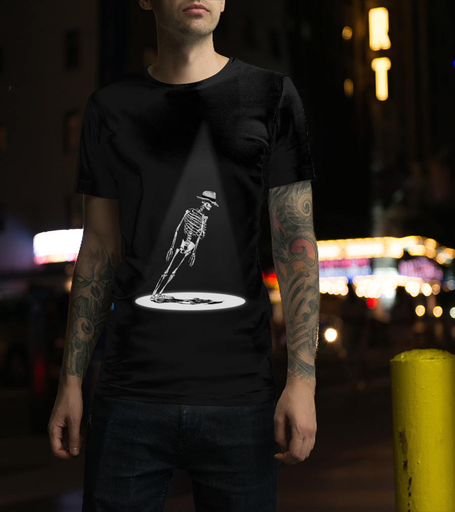 Anti Gravity Skeleton Leaning In Spotlight T-Shirt