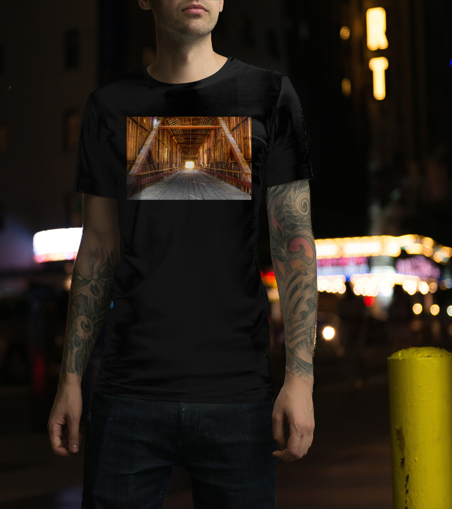 Covered Bridge Wooden Structure Rustic Interior Perspective T-Shirt