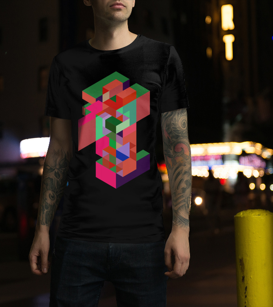 Antisocial Links Geometric Colorful Blocks T-Shirt