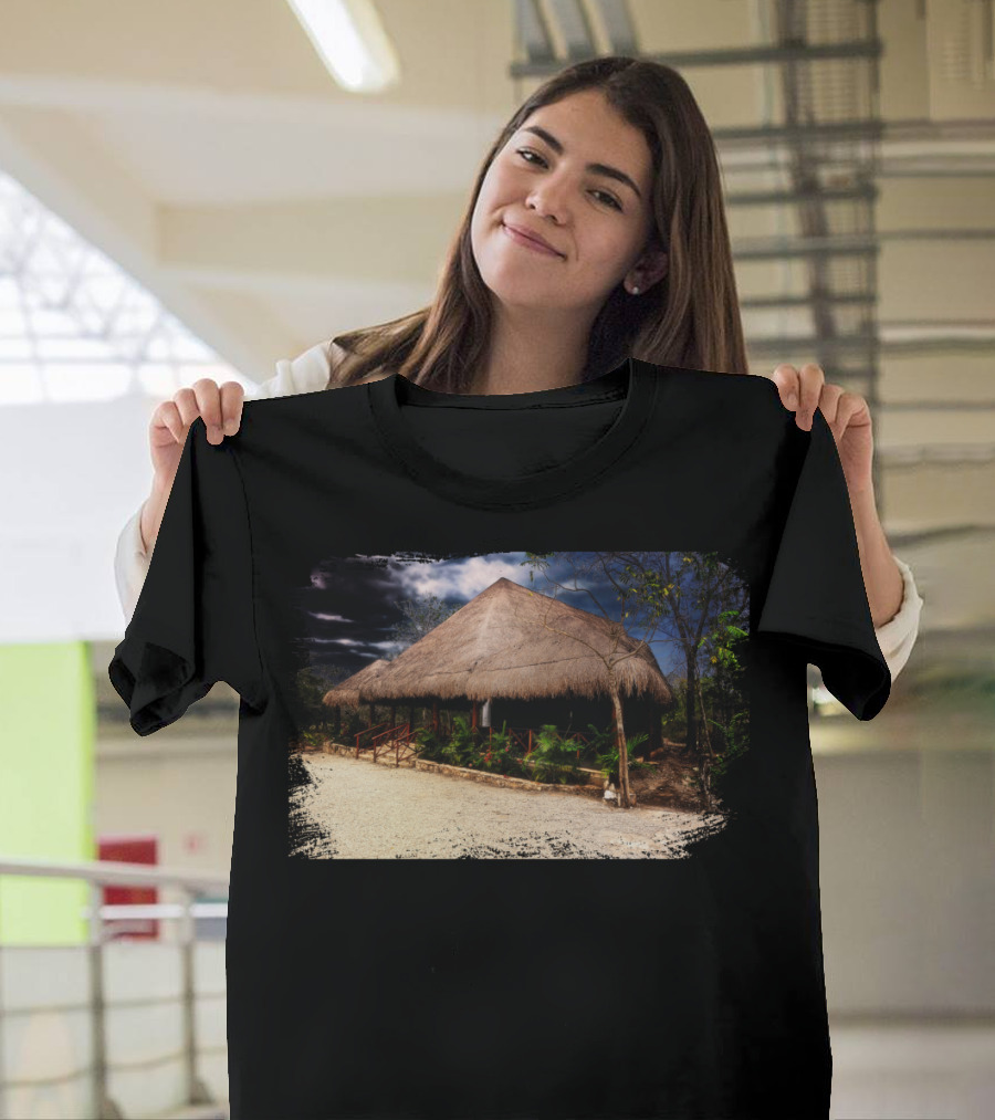 Beach House Tropical Tiki Hut in Lush Jungle Setting T-Shirt