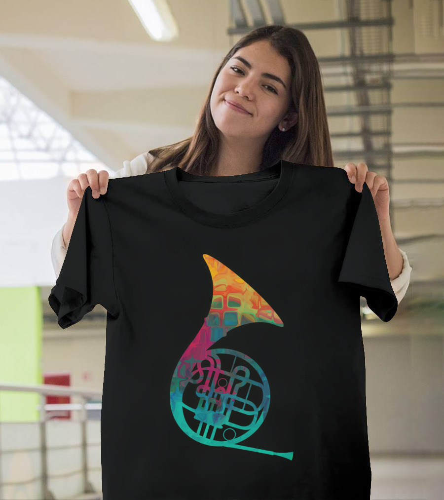 French Horn Colorful Abstract T-Shirt