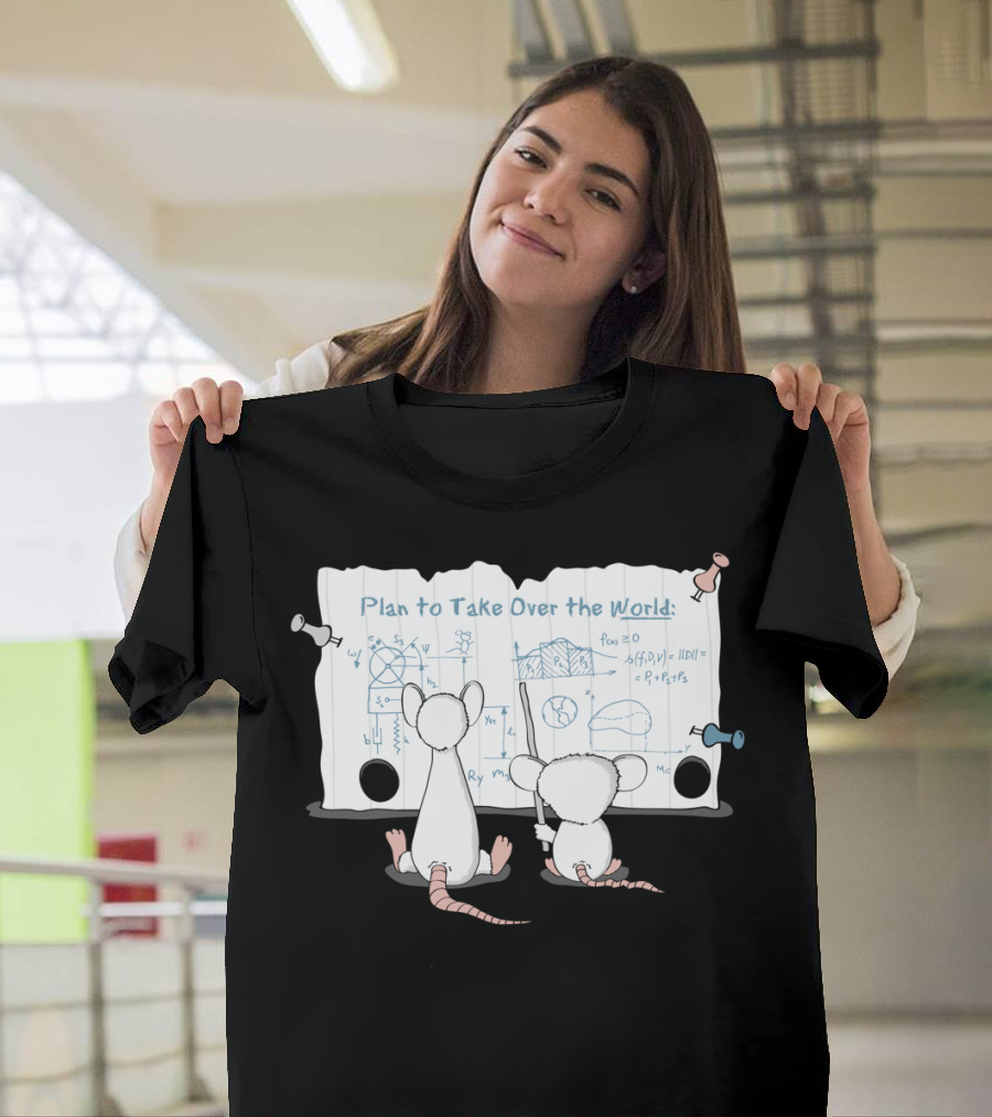 Plan to Take Over the World Blueprint with Mice duo T-Shirt