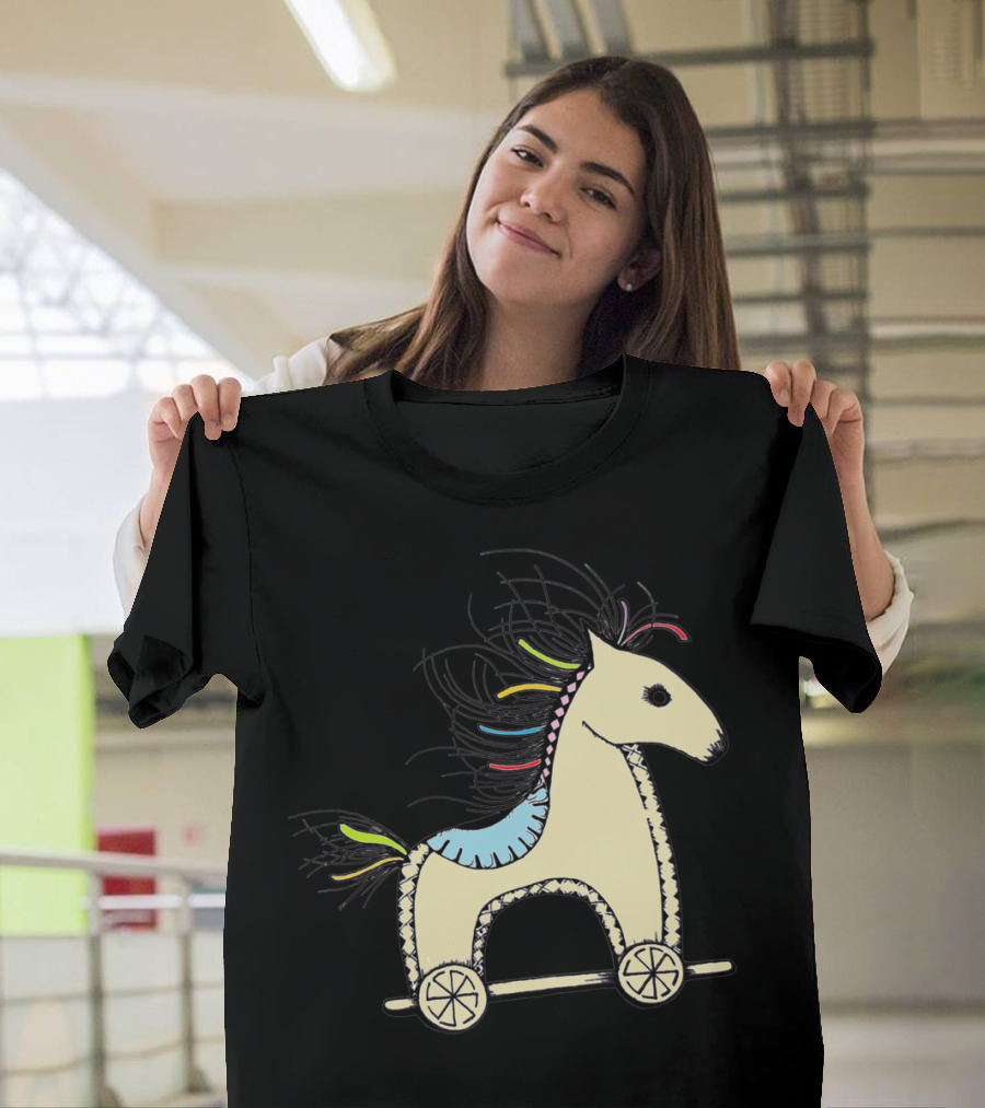 Bony Pony Sketch Toyhorse Design with Colorful Mane T-Shirt