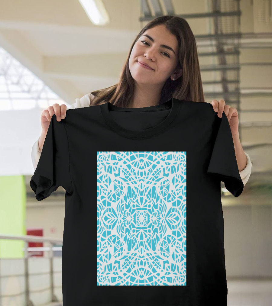 White Blue Web Chas Symmetrical T-Shirt