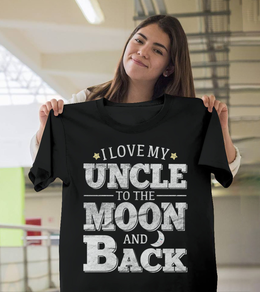 I Love My Uncle to the Moon and Back with Stars and Moon Elements T-Shirt