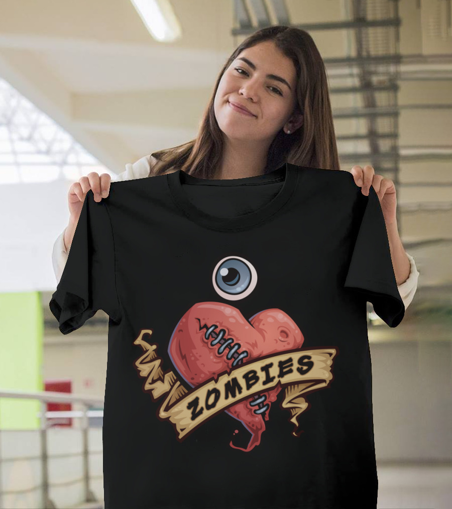 Heart and Eye with Zombies Banner T-Shirt