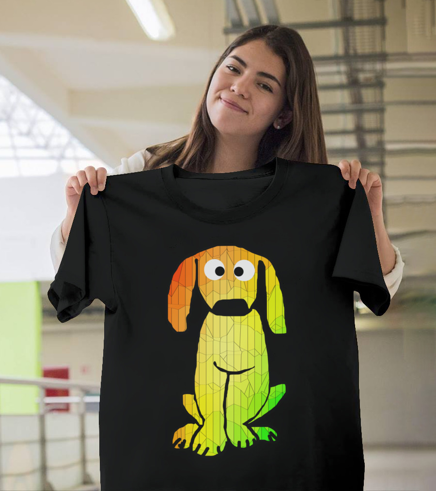 Crappy Dog Drawing Geometric Rainbow Pup T-Shirt