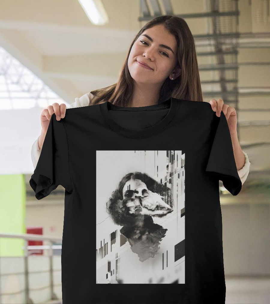 Border Abstract Skull Surrealism Fusion T-Shirt