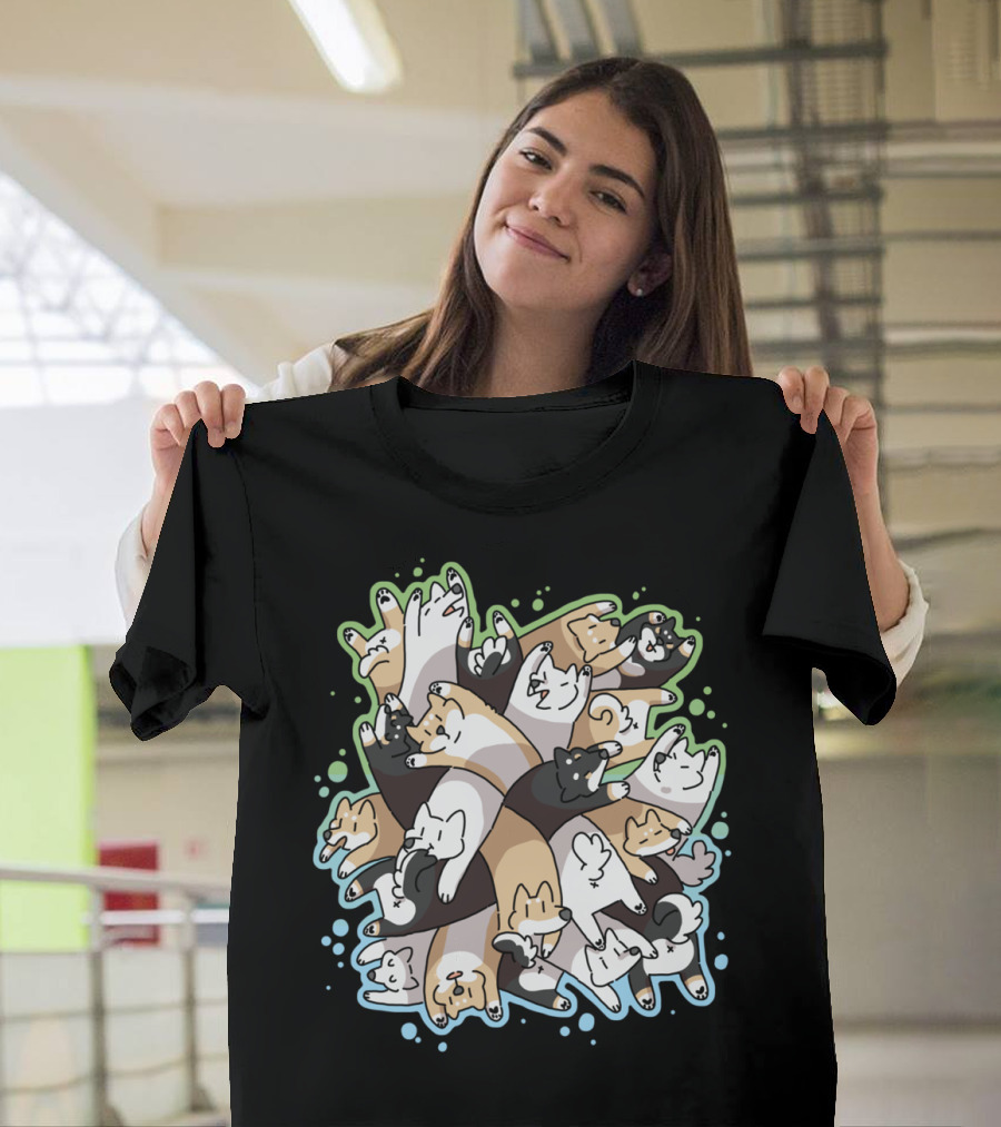 Dog Pile Cute Cartoon Dogs Overlapping T-Shirt
