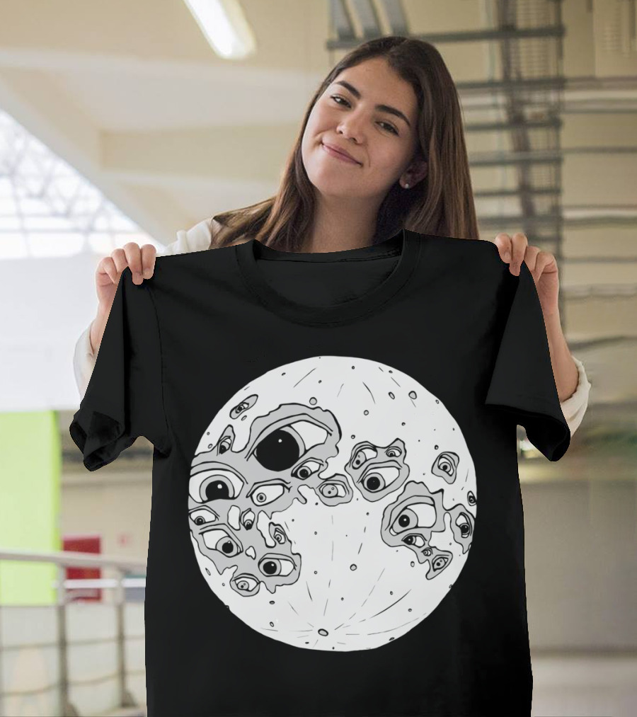 Full Moon Crater Eyes Monochrome Vision T-Shirt