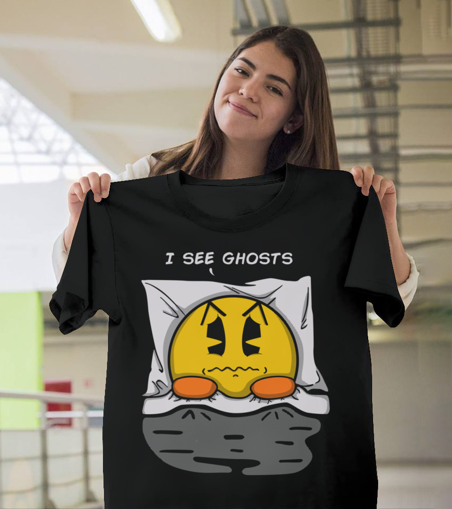 I See Ghosts Sleepy Emoji Pillow T-Shirt