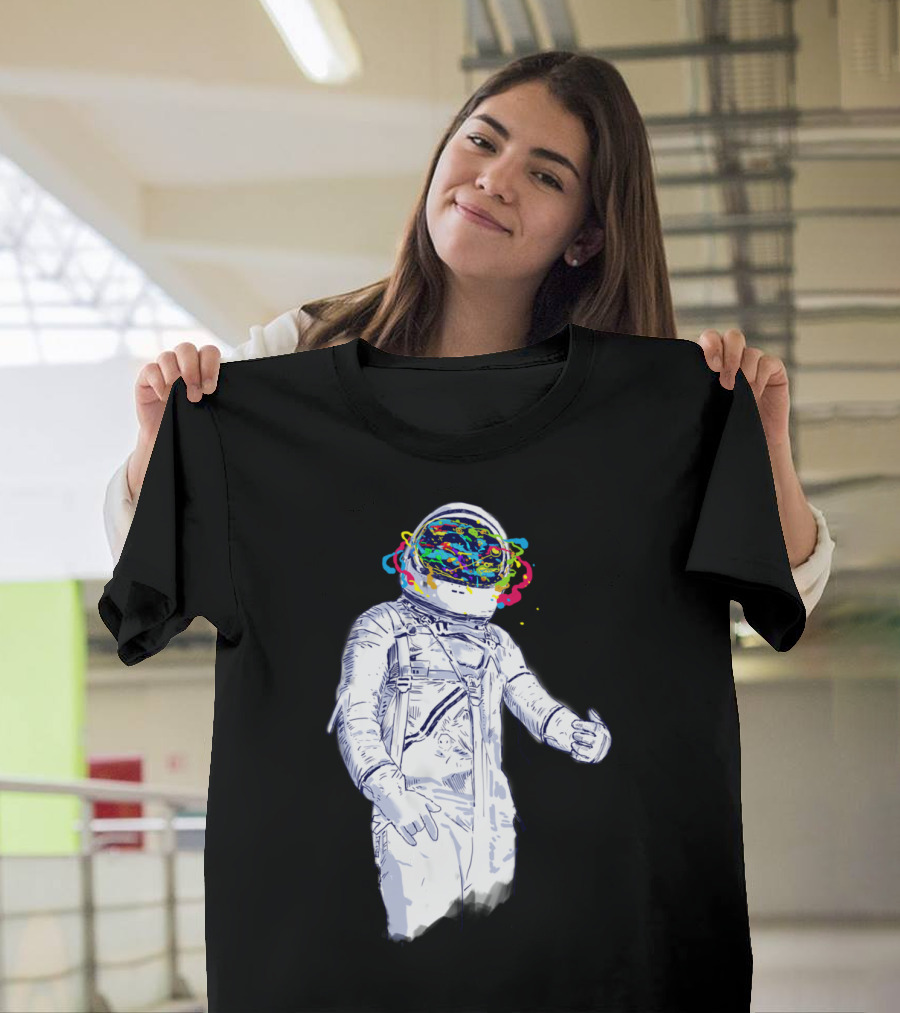 Creative Space Astronaut with Colorful Helmet Explosion T-Shirt