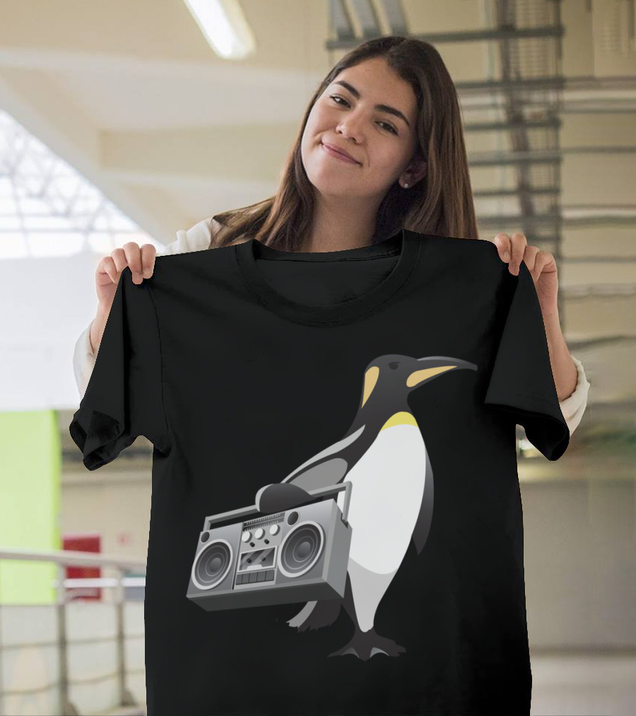 Beat Kingdom Ice Cold Penguin with Boombox Beats T-Shirt
