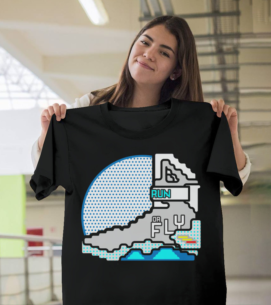 Run Or Fly Pixel Sneaker Retro Pop T-Shirt