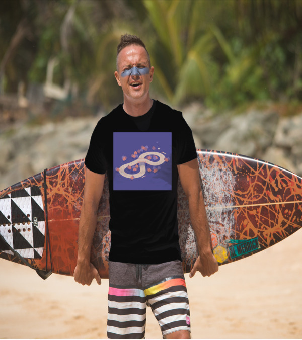 Cross Road Infinity Loop With Trees And Purple Background T-Shirt