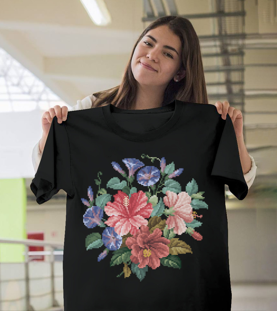 Vintage Floral Bouquet with Pink and Blue Flowers T-Shirt