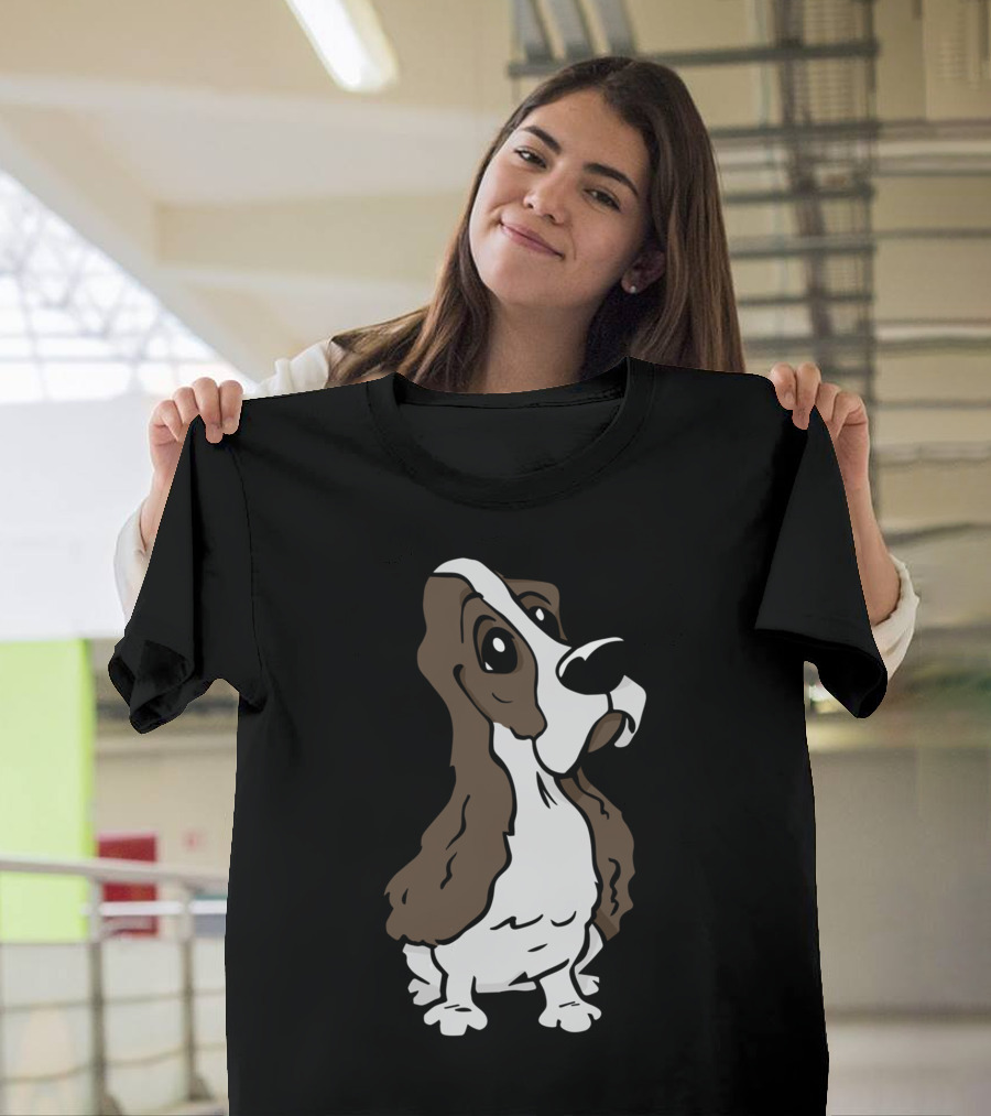 Cartoon Cocker Spaniel Dog Brown and White T-Shirt