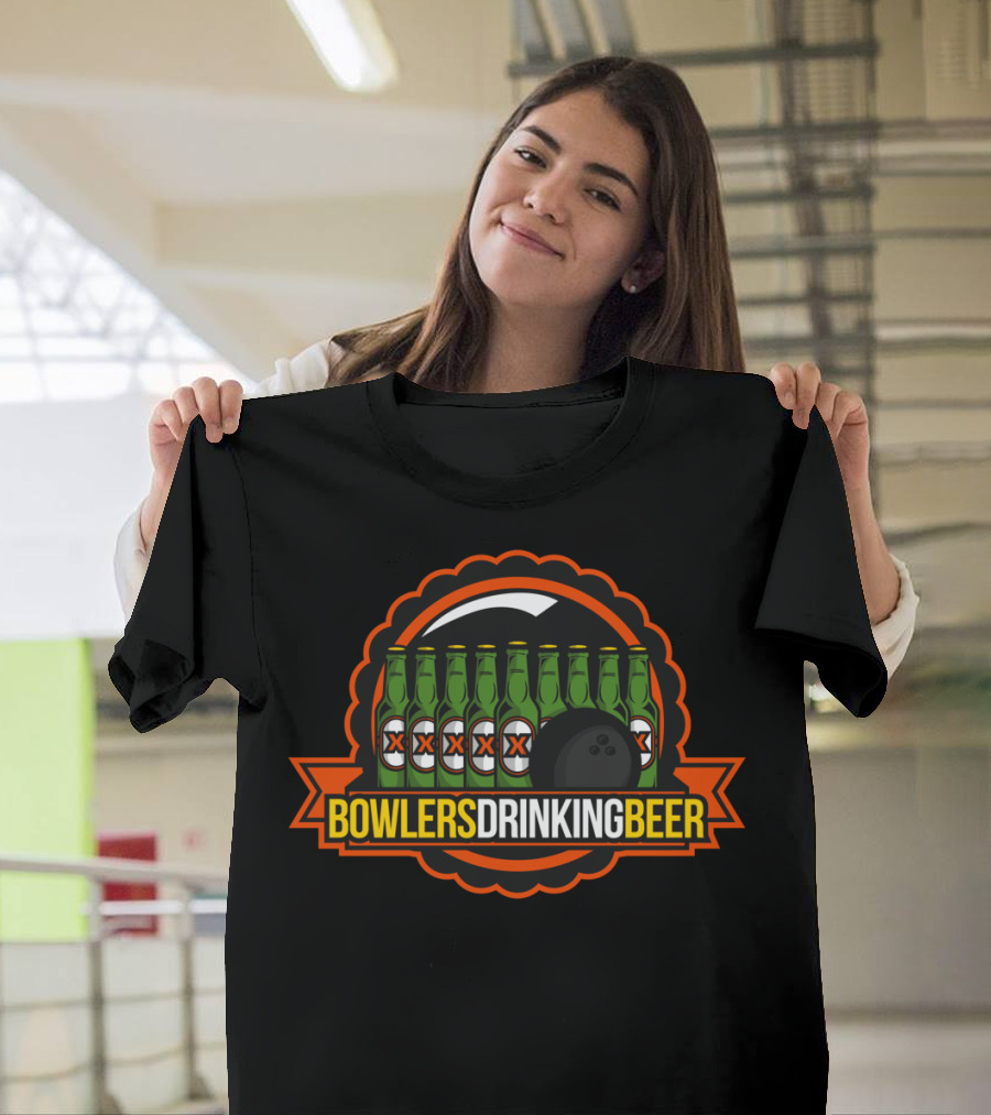 Bowlers Drinking Beer Bowling Ball and Bottles T-Shirt