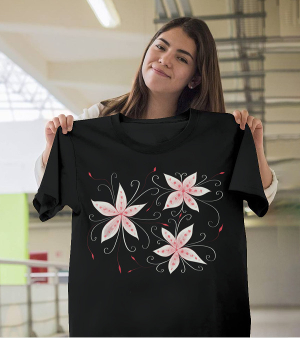 Beautiful Red And White Floral T-Shirt