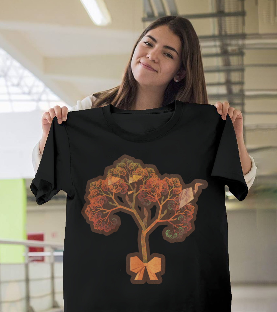 Fractal Tree Collage with Origami Elements T-Shirt