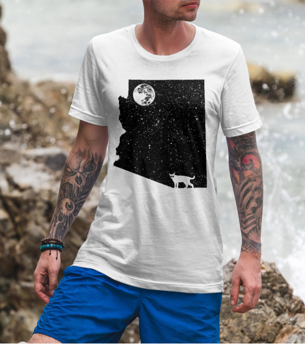 Arizona Cat Under The Moon T-Shirt