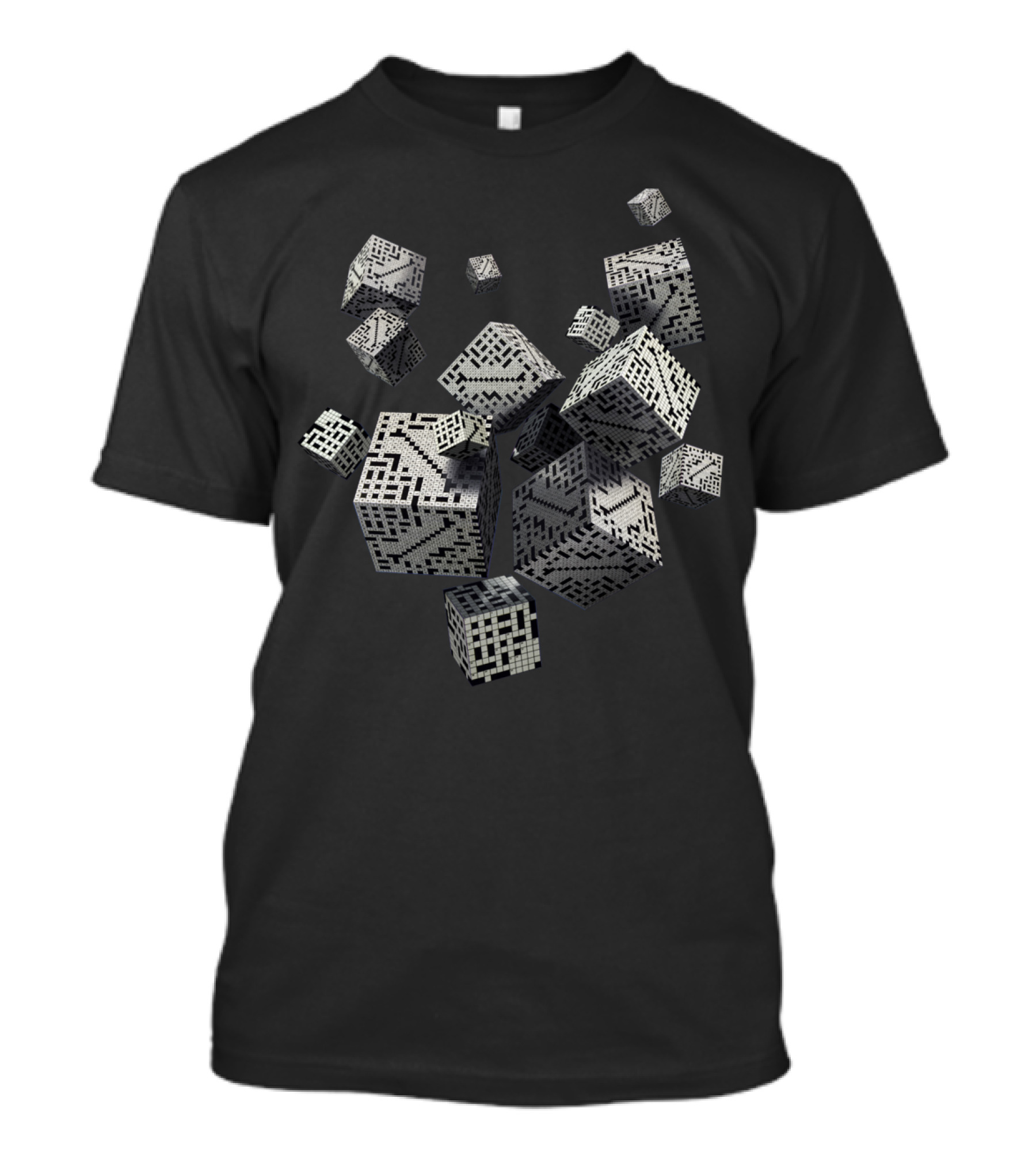 Crossword Cube Matrix Puzzle Blocks Floating T-Shirt