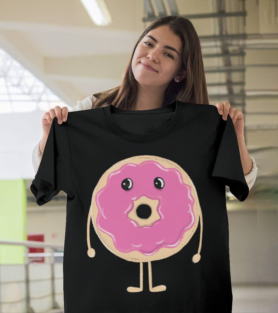 Sad Doughnut Donut with Pink Frosting and Expressive Eyes T-Shirt