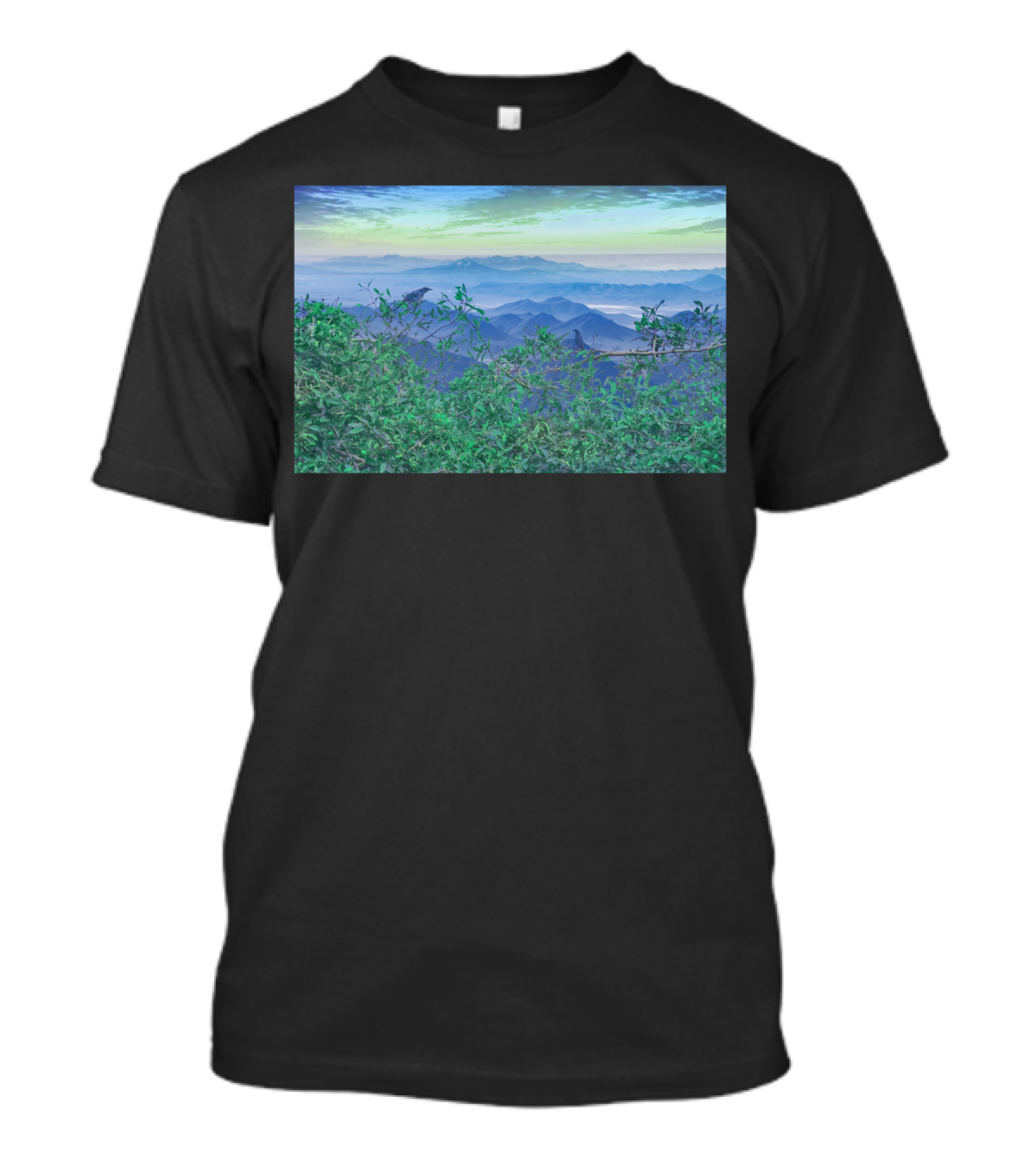 Fantasy Mountains And Verdant Hills Landscape Collage T-Shirt