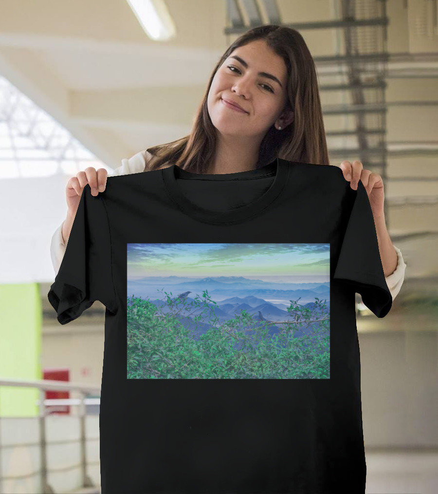 Fantasy Mountains And Verdant Hills Landscape Collage T-Shirt