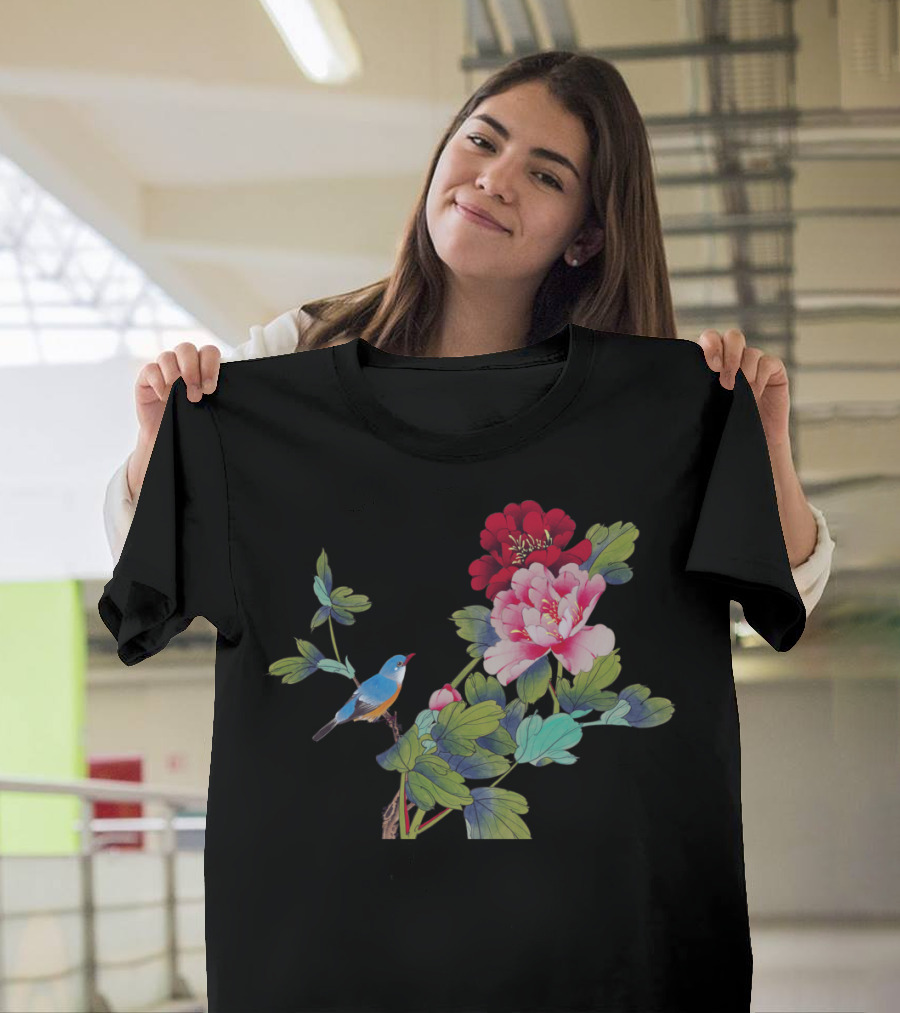 Fantasy Of Love Bluebird Peonies Blossoms T-Shirt
