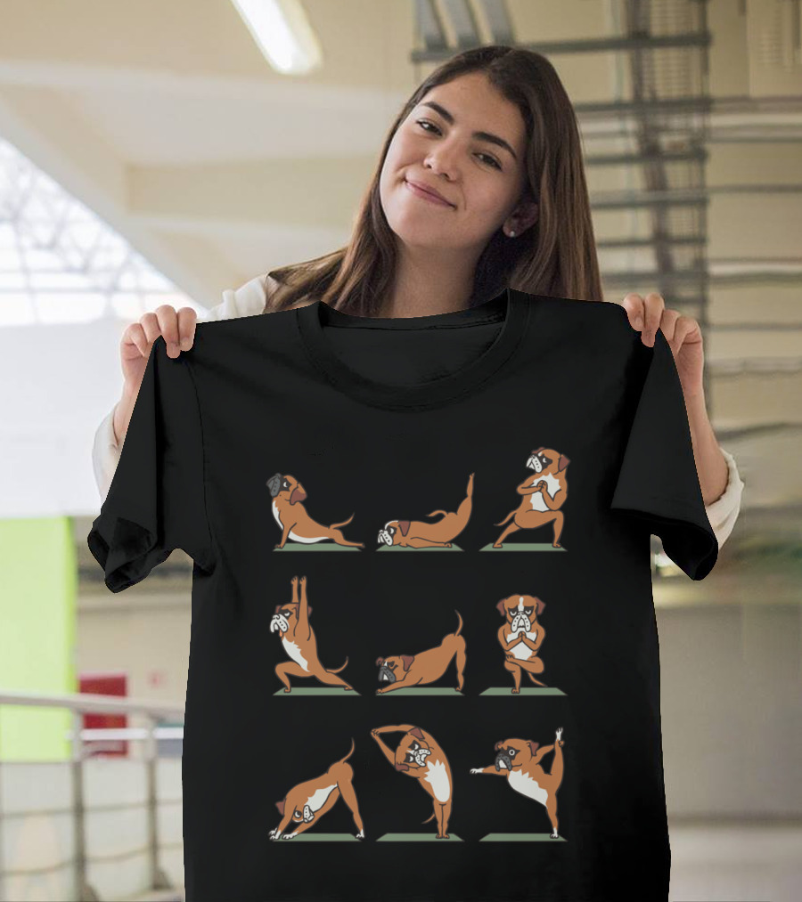 Boxer Dog Yoga Poses Collection T-Shirt