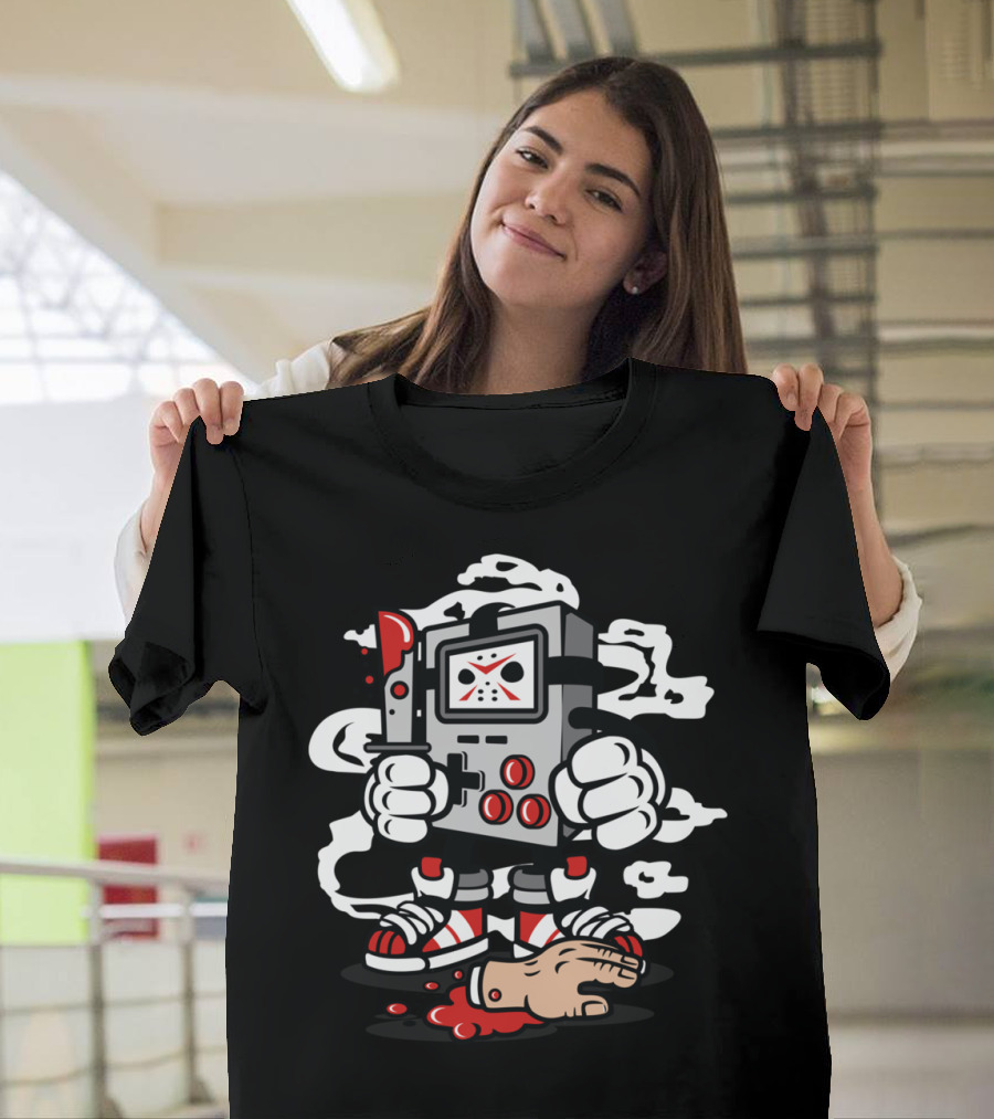 GAME OVER Retro Handheld Console with Knife and Severed Hand T-Shirt