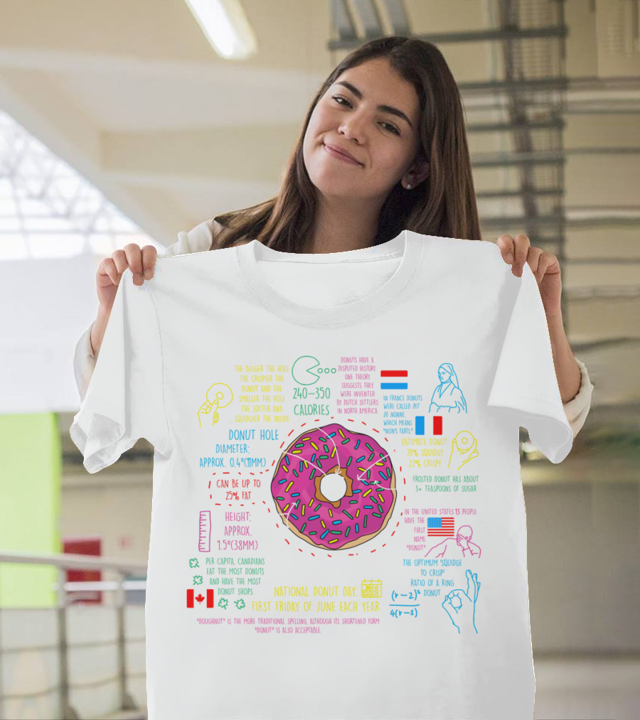 Donut Facts Calories National Donut Day June France Poland Canada Squidgy Crispy T-Shirt
