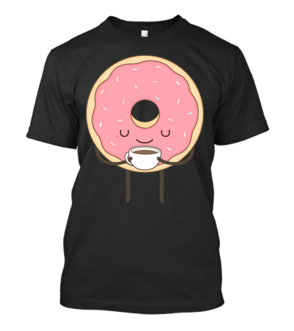 Donut Holding Coffee Cup Smiling With Sprinkles T-Shirt