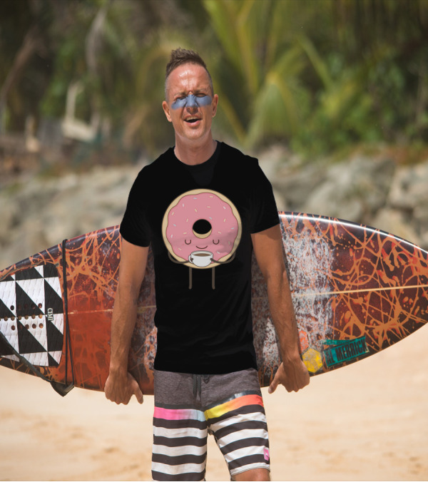 Donut Holding Coffee Cup Smiling With Sprinkles T-Shirt