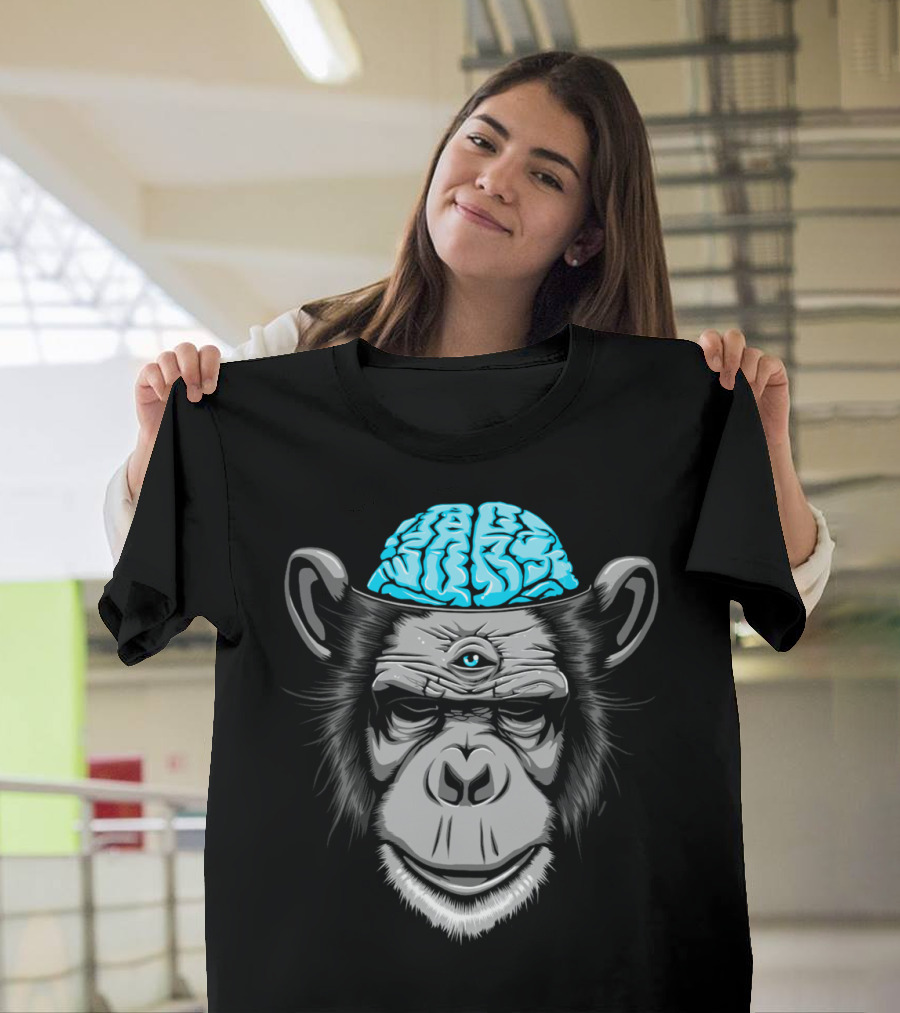 Brain Freeze Monkey with Third Eye and Ice-Cold Brain T-Shirt