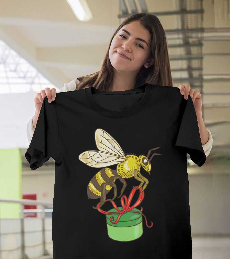 Bee Holding Gift Box Drawing T-Shirt
