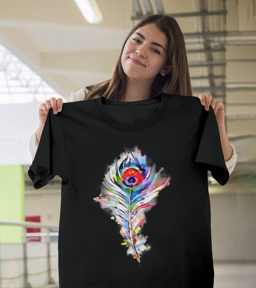 Peacock Feather Watercolor T-Shirt