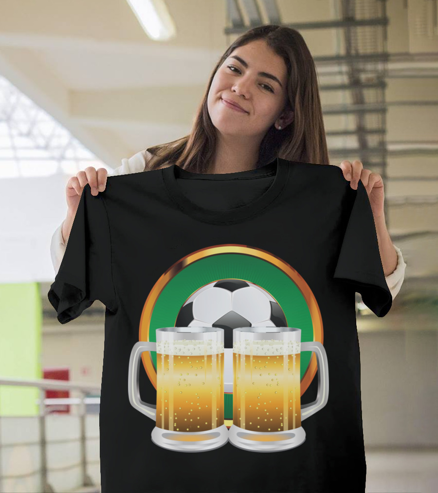 Soccer Ball and Beer Mugs T-Shirt