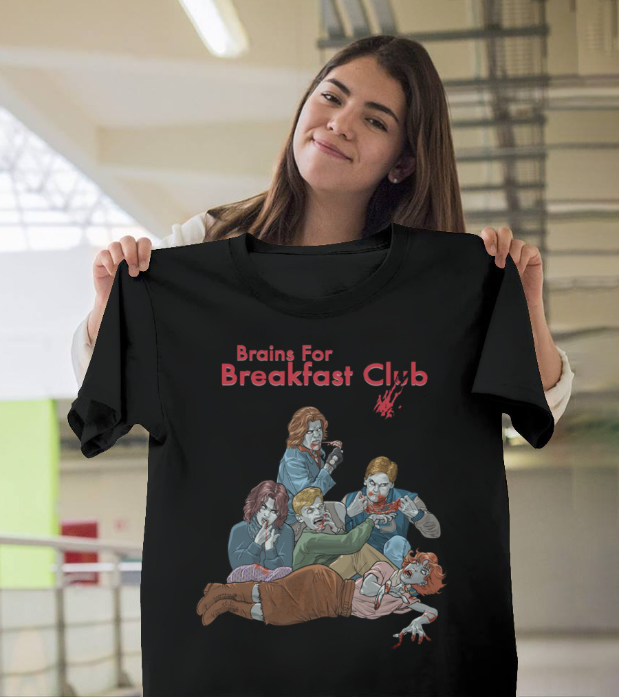 Brains For Breakfast Club Zombie Parody Vintage Group Scene T-Shirt