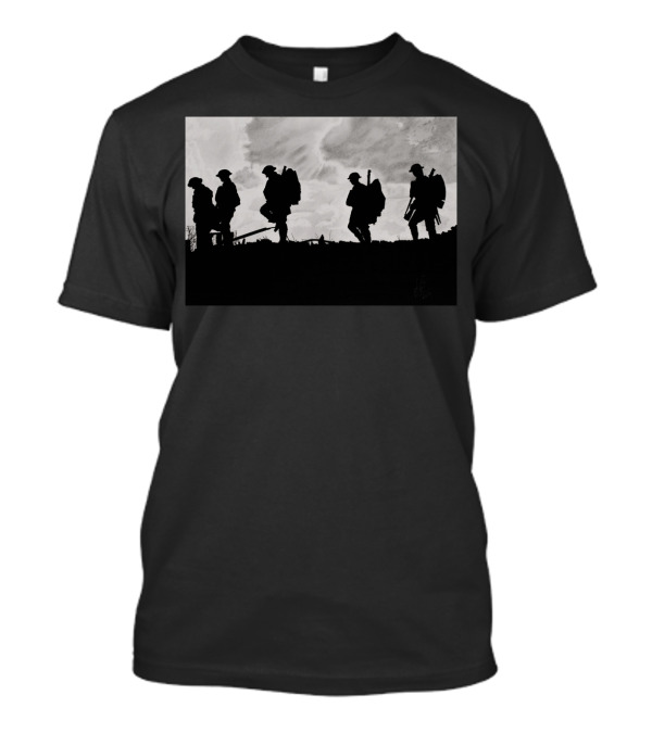 Marching To The Front Line Silhouettes Of Soldiers In Battle Formation T-Shirt