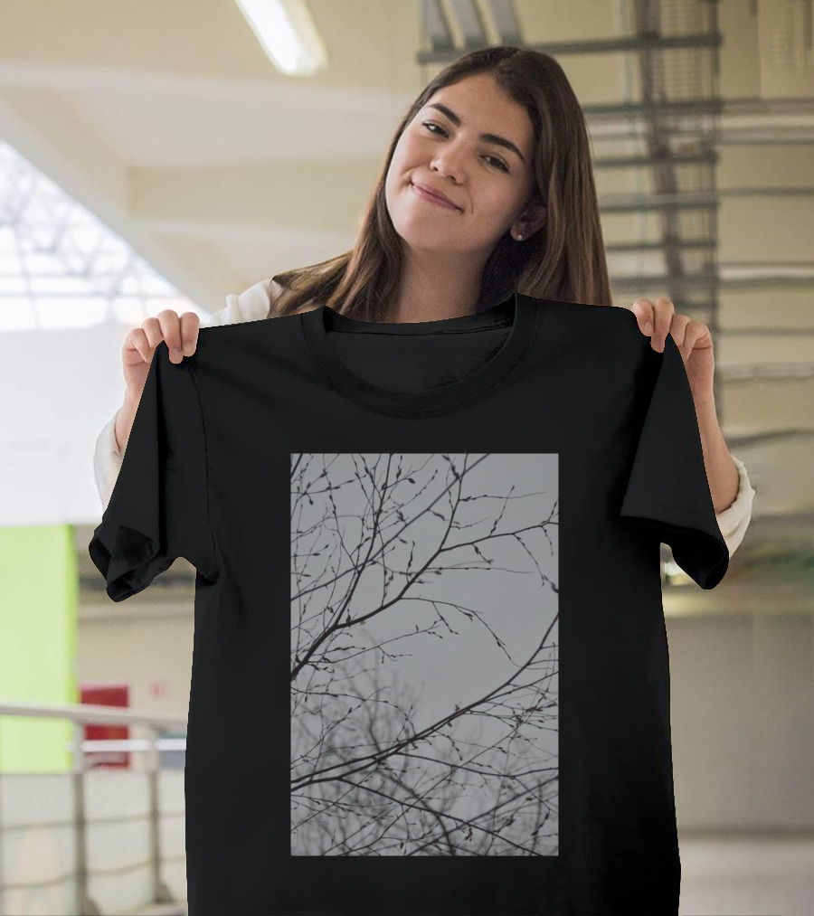 Branches Impressions Leafless Twigs Against Gray Sky T-Shirt