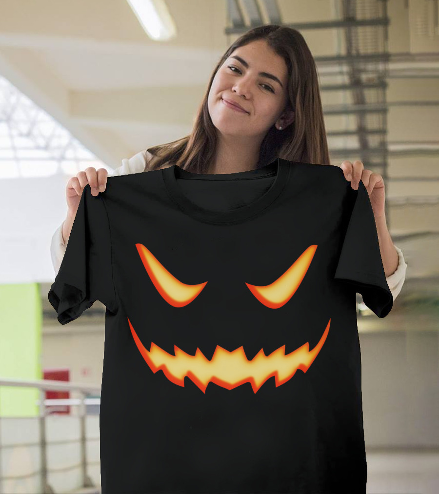 Scary Glowing Pumpkin Face T-Shirt
