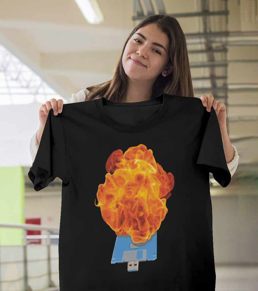 Flaming Diskette USB Fusion T-Shirt