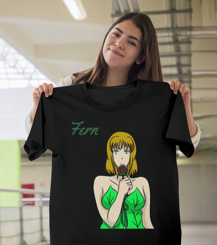 Fern Anime Style Woman Holding Red Flower T-Shirt