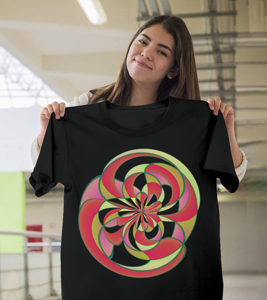 Geometric Distortion Abstract Spiral T-Shirt