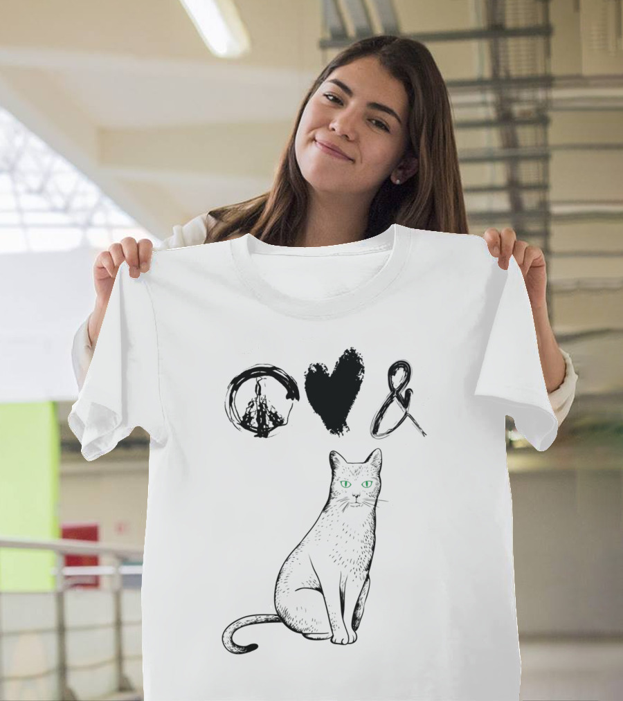 Peace Love and Black Cat Kitties T-Shirt