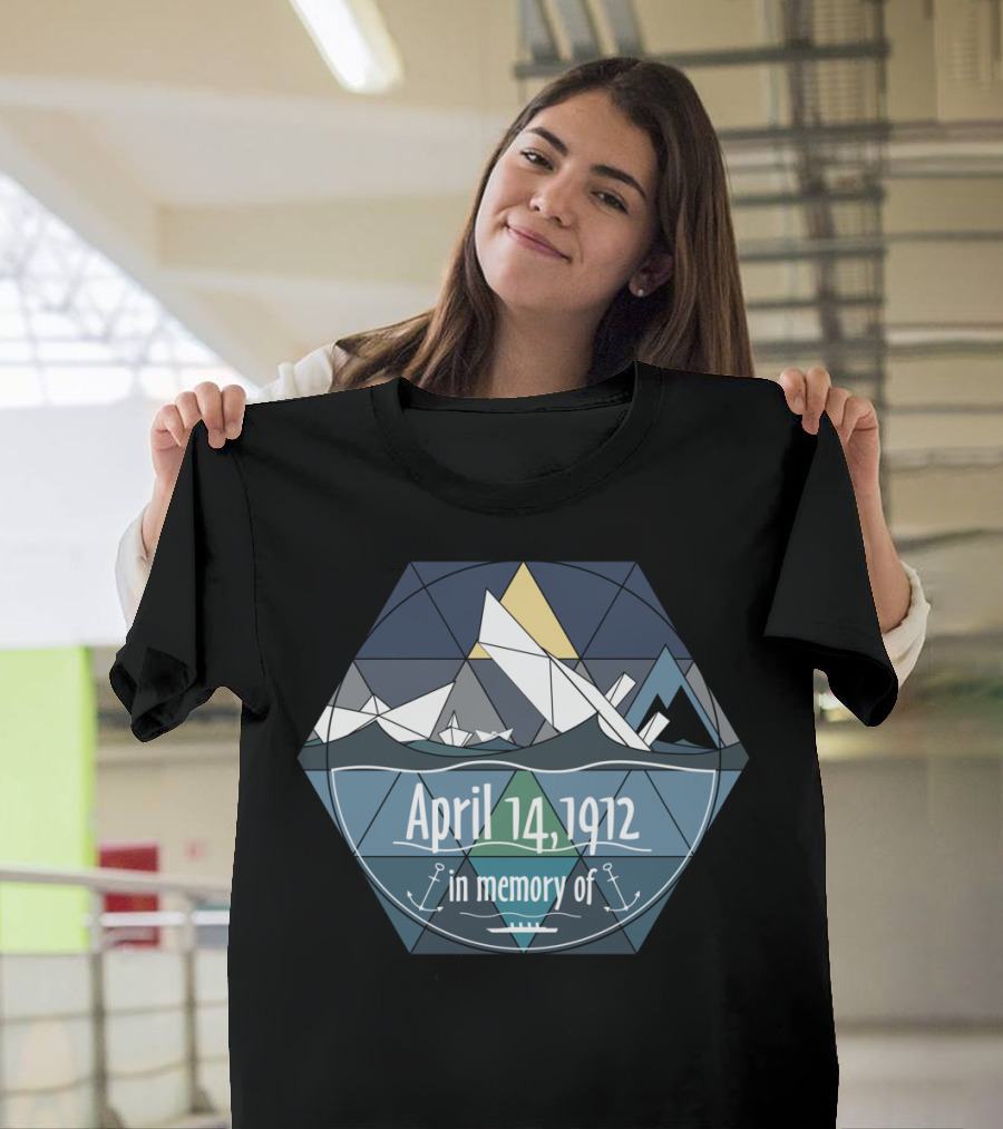 April 14 1912 Geometric Iceberg Ship In Memory Of T-Shirt