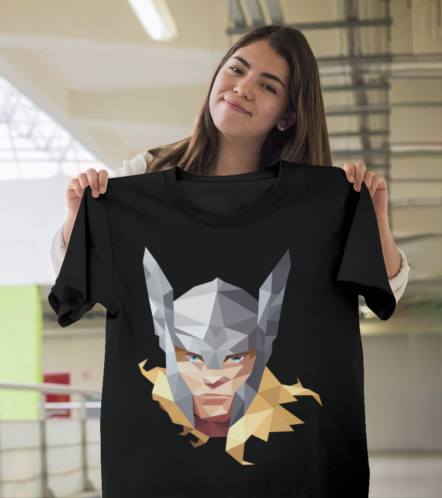 Low Poly Geometric Thor Helmet T-Shirt